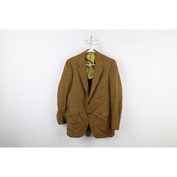 Vtg 60s Rockabilly Mens 38R Rayon Gabardine Houndstooth Blazer Suit Jacket USA
